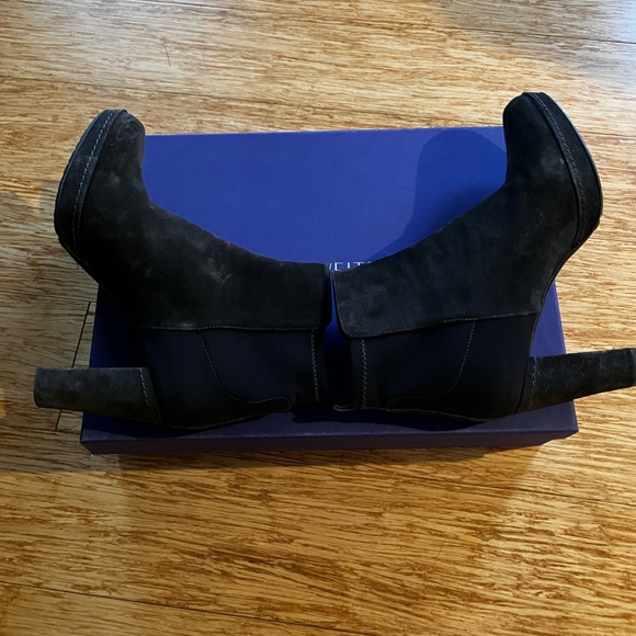 Charcoal grey suede Stuart Weitzman high heel ankle boot - Picture 3 of 13